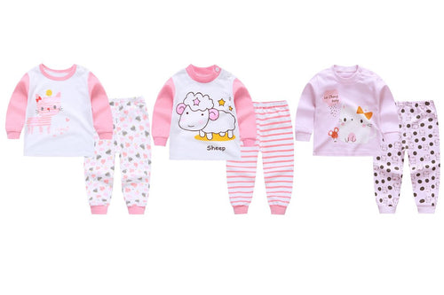 Cute Kitten, Happy Llama and Polka Kitten Baby and Toddler Pyjama Set of 3