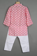 Load image into Gallery viewer, Boys Pink Kurta Pajama Set- Back