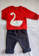 Load image into Gallery viewer, Fleeced Lined Winter Sweatshirt And Trouser Set- Sweet As A Swan And Navy Blue Trouser
