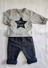 Load image into Gallery viewer, Fleeced Lined Winter Sweatshirt And Trouser Set- I am a Star And Navy Blue Trouser