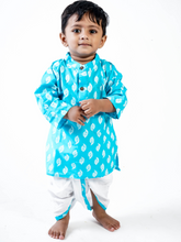 Load image into Gallery viewer, Azure Blue Print Boys Dhoti Kurta