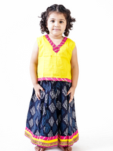 Load image into Gallery viewer, Yellow and Indigo Girls Lehenga Set