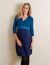 Load image into Gallery viewer, Ink Teal Wrap Maternity and Nursing Dress