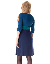 Load image into Gallery viewer, Ink Teal Wrap Maternity and Nursing Dress