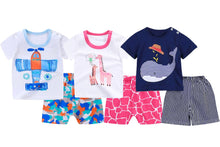 Load image into Gallery viewer, Gypsy the Giraffe, Aye Aye Captain and Little Blue Whale Baby and Toddler Shorts Set 