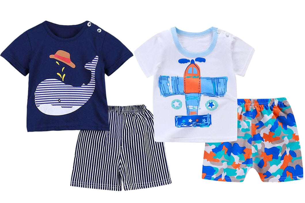 Little Blue Whale and Aye Aye Captain Baby and Toddler Shorts Set of 2