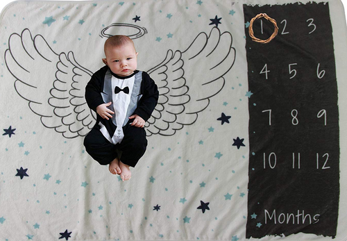 My Little Angel- Baby Milestone Blanket- with Baby