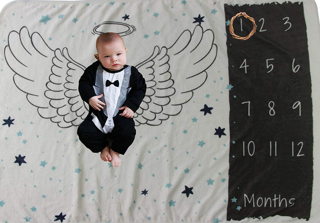 My Little Angel- Baby Milestone Blanket- with Baby