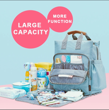 Load image into Gallery viewer, Blue Green Stylish Diaper Bag for Mommy on the Go- Detail View