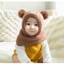 Load image into Gallery viewer, Pom Pom Baby Winter Cap With Muffler - Brown