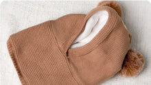 Load image into Gallery viewer, Pom Pom Baby Winter Cap With Muffler - Brown