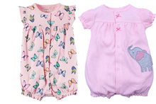 Load image into Gallery viewer, Baby Romper Shorts Combo- Cute Butterfly and Pink Elephant