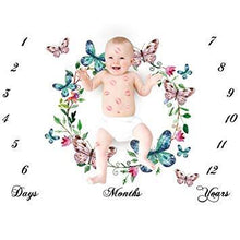 Load image into Gallery viewer, Happy Butterflies- Baby Milestone Blanket- with baby