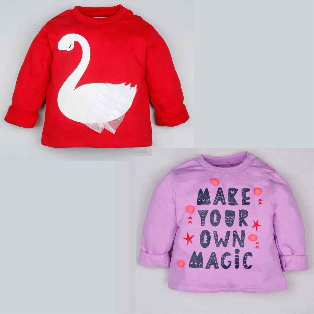 Fleeced Lined Winter Sweatshirt Combo - Swan and Pom Pom