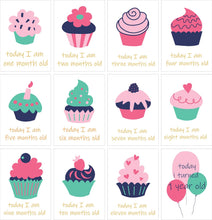 Load image into Gallery viewer, Sweet Cupcake Theme Milestone Cards- (Pack of 24)