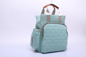 Blue Green Stylish Diaper Bag for Mommy on the Go- Side View
