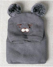 Load image into Gallery viewer, Pom Pom Baby Winter Cap With Muffler - Gray