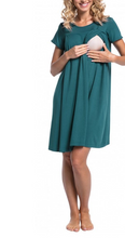 Load image into Gallery viewer, Turquoise Maternity and Nursing Nightwear Dress- Nursing