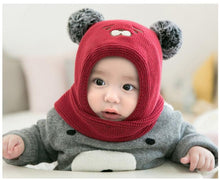 Load image into Gallery viewer, Pom Pom Baby Winter Cap With Muffler - Maroon
