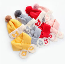 Load image into Gallery viewer, Mickey Woolen Baby Winter Cap With Muffler - Pink
