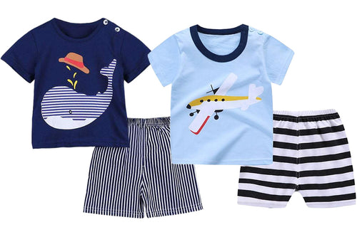 Little Pilot and Little Blue Whale Baby and Toddler Shorts Set of 2