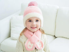 Load image into Gallery viewer, Mickey Woolen Baby Winter Cap With Muffler - Pink