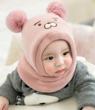 Load image into Gallery viewer, Copy of Pom Pom Baby Winter Cap With Muffler - Pink