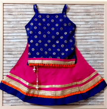 Load image into Gallery viewer, Pink and Blue Girls Lehenga Set