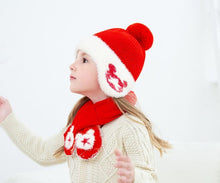 Load image into Gallery viewer, Mickey Woolen Baby Winter Cap With Muffler - Red