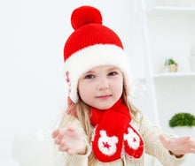 Load image into Gallery viewer, Mickey Woolen Baby Winter Cap With Muffler - Red