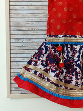 Load image into Gallery viewer, red and multi floral kids ethnic lehenga details