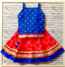 Load image into Gallery viewer, Blue and Red Lehenga Choli Set