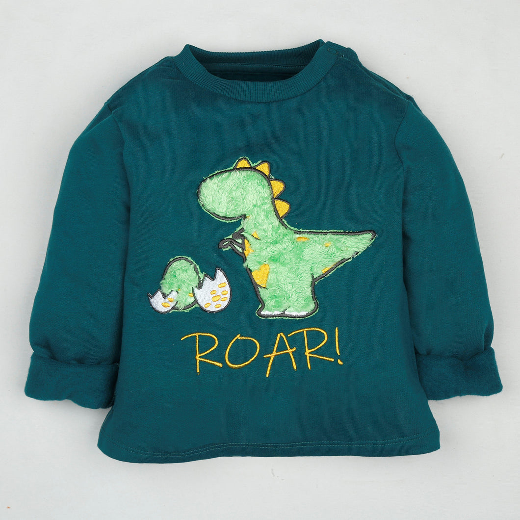 Fleeced Lined Winter Sweatshirt- Roar the Dinosaur