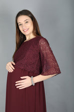 Load image into Gallery viewer, Ruby Wine Maternity and Nursing Dress - Sleeves Detail