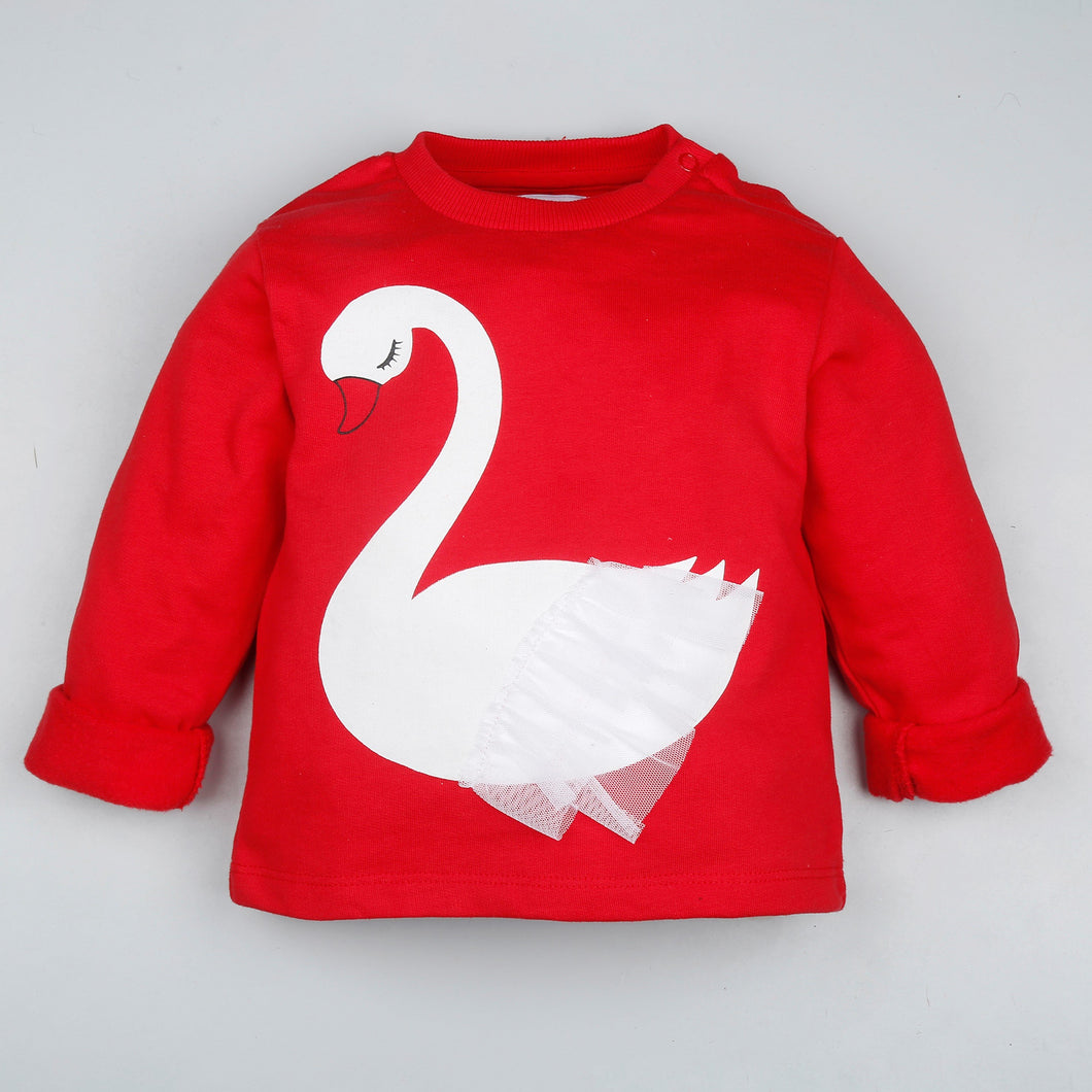 Fleeced Lined Winter Sweatshirt- Sweet As A Swan