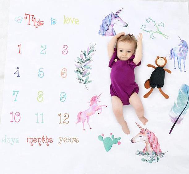 Baby Unicorn- Baby Milestone Blanket- with baby