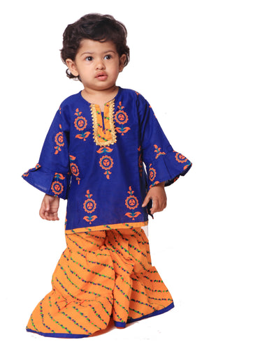 Blue And Yellow Kurta Sharara Set