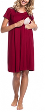 Load image into Gallery viewer, Wine Maternity and Nursing Wear Dress- Flap